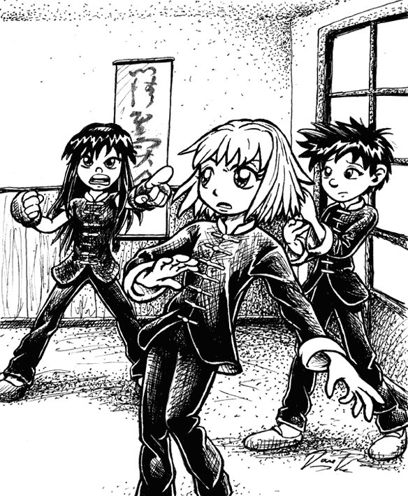 Kung Fu Kids; Vaca Borden, Ming-Li Anderson, and Izumi Yamazaki at age 12, when the three first met.