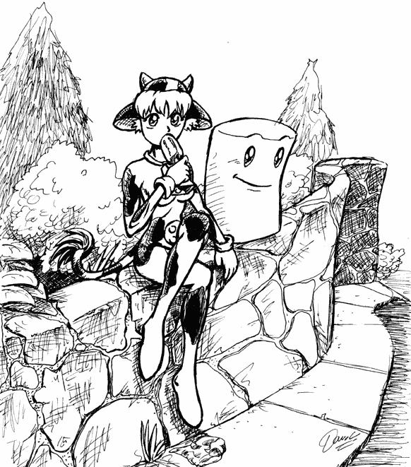On a Wall; Vaca Borden and Marshmallow take a break at Wall Park.