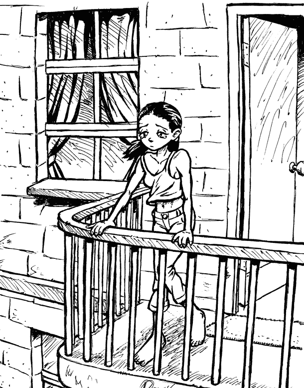 Sad Girl on Balcony; Ming-Li Anderson needs a hug.